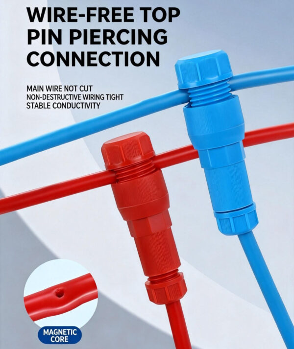 T type connector puncture type top pin type wire connector dust proof and rain proof wire stripping quick connector
