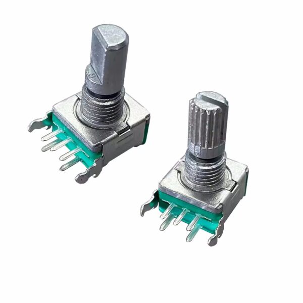 EC11 Horizontal Rotary Encoder: 15mm Knurled Shaft & D Shaft, 20 Pulse Digital Potentiometer with Switch